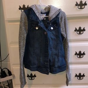 Hooded, bedazzled denim jacket